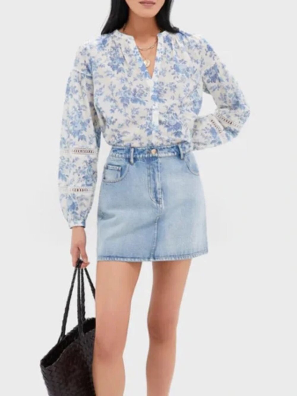 Tuckernuck Pippa Skirt in Acid Wash Denim Size Small NWT